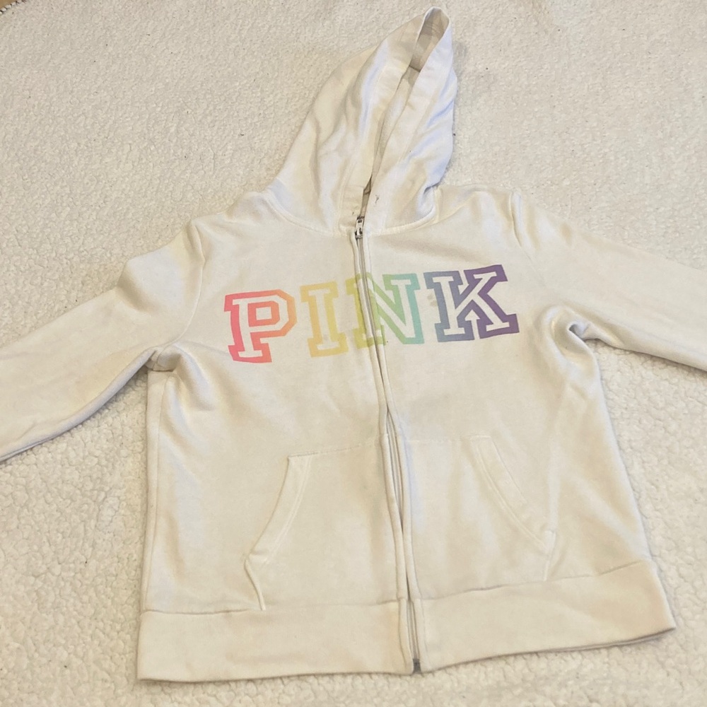 Kids White Hoodie with Multicolor Print